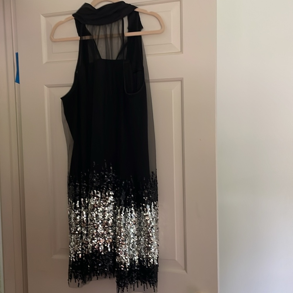 CeCe Black and Silver Sequin Dress